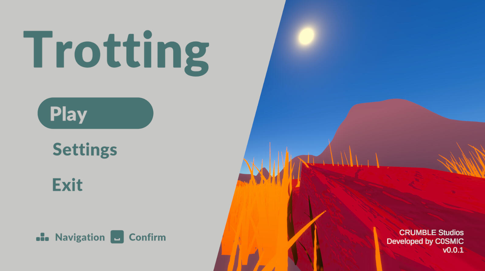 Early Version of Main Menu